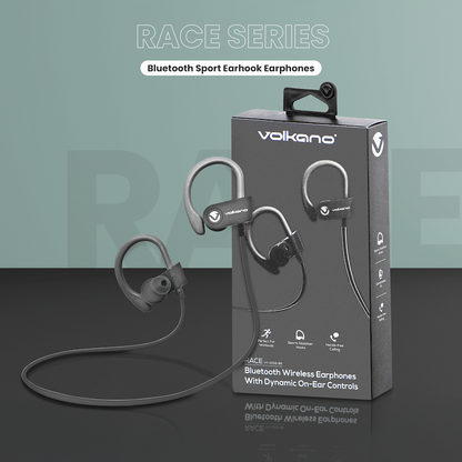 Volkano Race Series Bluetooth Sport Earhook Earphones - Black