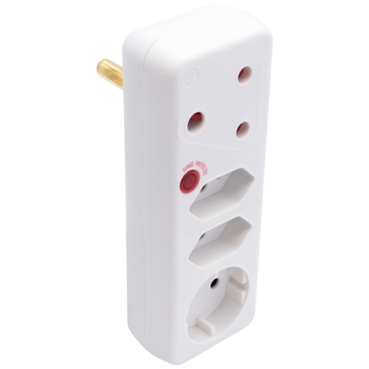 Switched 4-Way Medium Surge Adaptor with Schuko - White