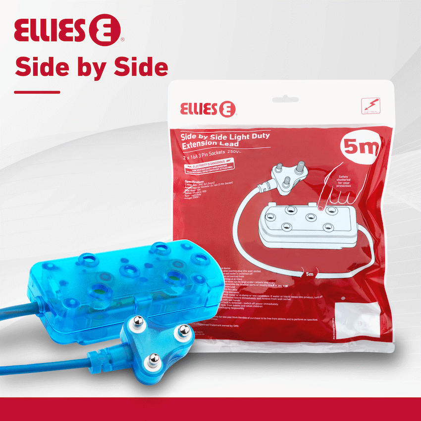 Ellies Side by Side Light Duty Extension Lead-5M - BL