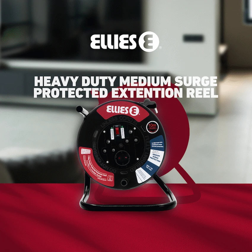 Ellies Heavy Duty Surge Protected Extension Reel 10m - BK