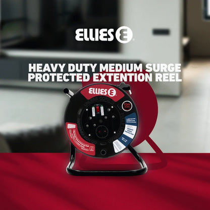 Ellies Heavy Duty Surge Protected Extension Reel 10m - BK