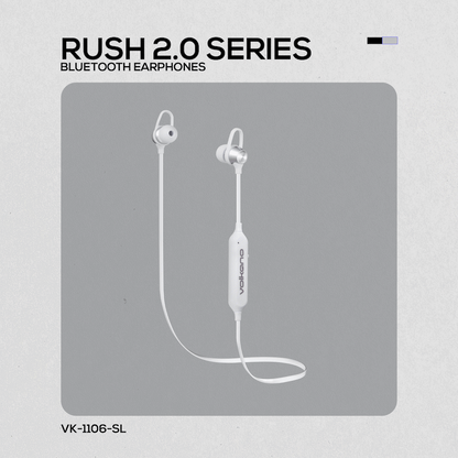 Volkano Rush 2.0 Bluetooth Earphones with Carry Case - Silver