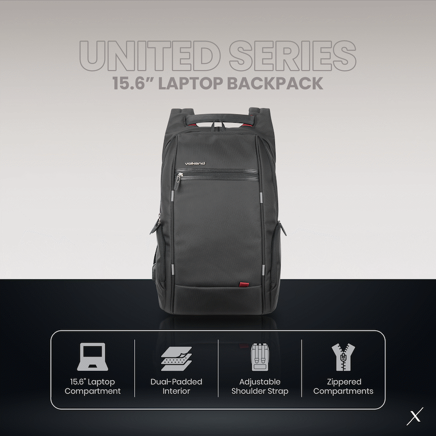 VolkanoX United 15.6" Laptop Backpack - Black