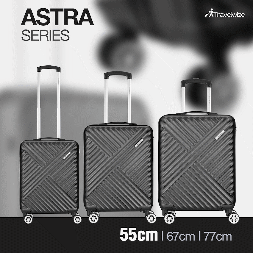 Travelwize Astra ABS 55cm 4-Wheel Spinner Luggage - Black