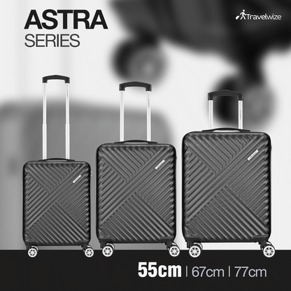 Travelwize Astra ABS 55cm 4-Wheel Spinner Luggage - Black