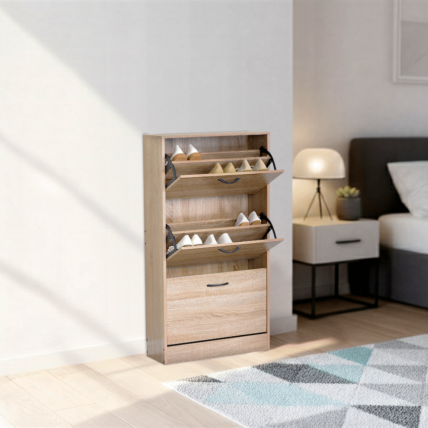 Everfurn Tamar Shoe Cabinet - Small - Oak