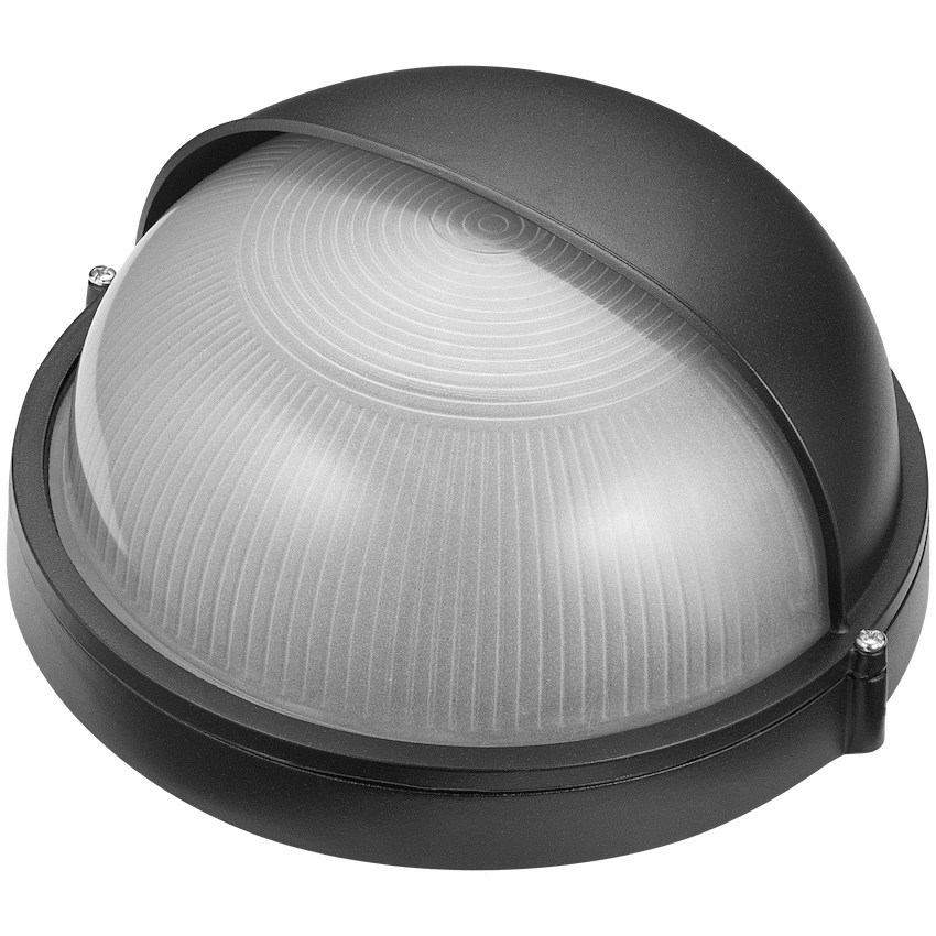 Ellies Arc Series - AC Round Bulkhead - Aluminium + Glass - E27 Base -BK
