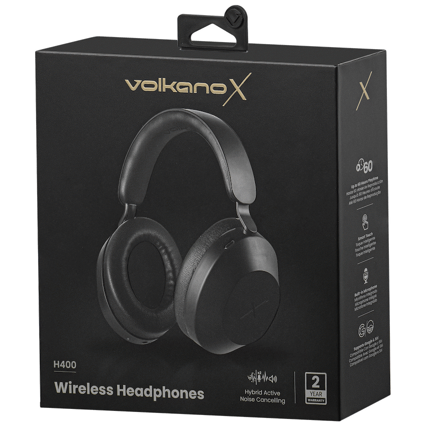 VolkanoX H400 Hybrid Active Noise Cancellation Headphones - Black