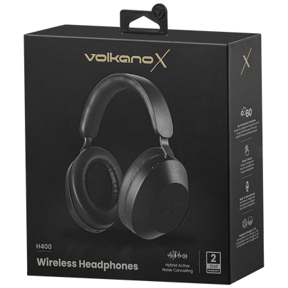 VolkanoX H400 Hybrid Active Noise Cancellation Headphones - Black