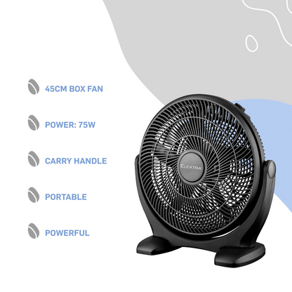 Elektra 45cm Box Fan - Black