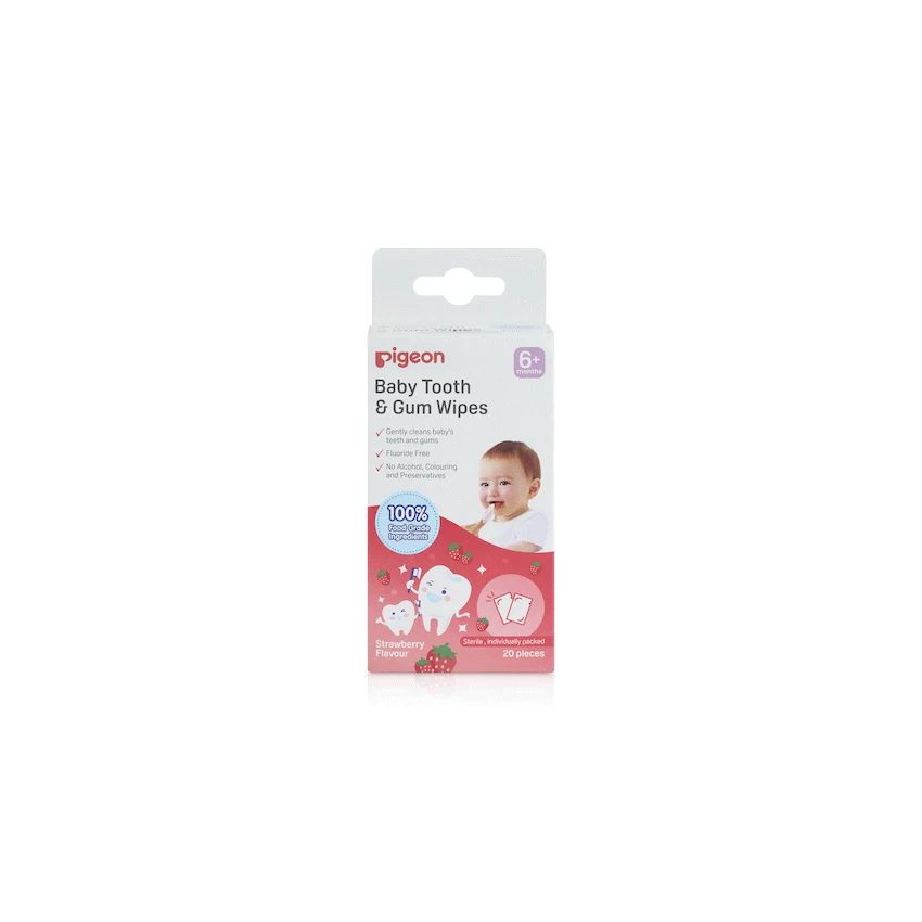 PIGEON BABY TOOTH & GUM WIPES STRAWBERRY 20S
