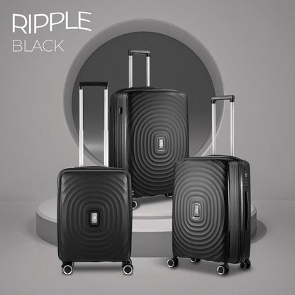 Travelwize Ripple PP 4-Wheel Spinner 3 Pc Luggage Set - Black