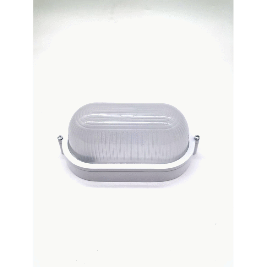 Ellies Illume Series - AC Oval Bulkhead - Aluminium + Glass - E27 Base - WT