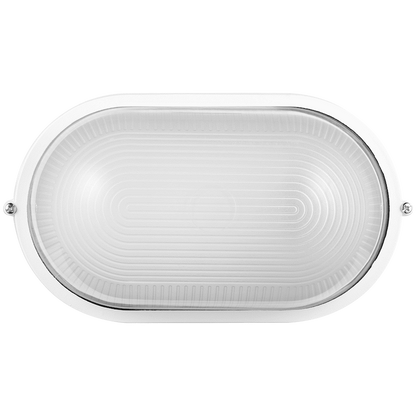 Ellies Illume Series - Large AC Oval Bulkhead - Aluminium + Glass - E27 Base -WT