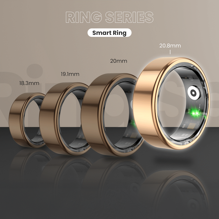 Volkano Ring Series Smart Ring with Charge Case - Black 20.8mm