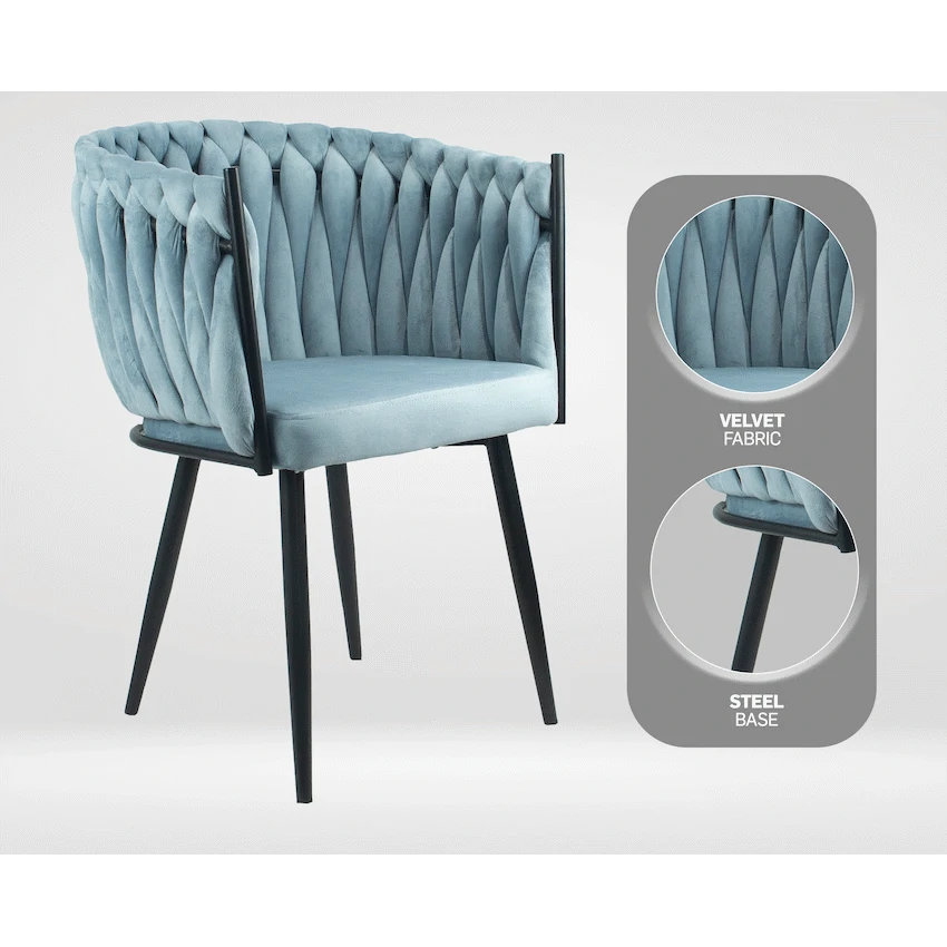 Everfurn Opulent Large Velvet Casual Chair Hazy Blue -2 Pack