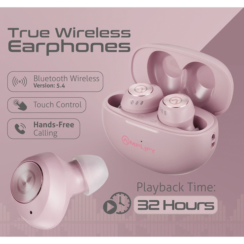 Amplify Zodiac Series TWS Earphones with Charging Case - Pink