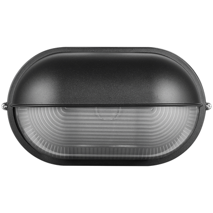 Ellies Arc Series - AC Oval LED Bulkhead - Aluminium + Glass - E27 Base -BK