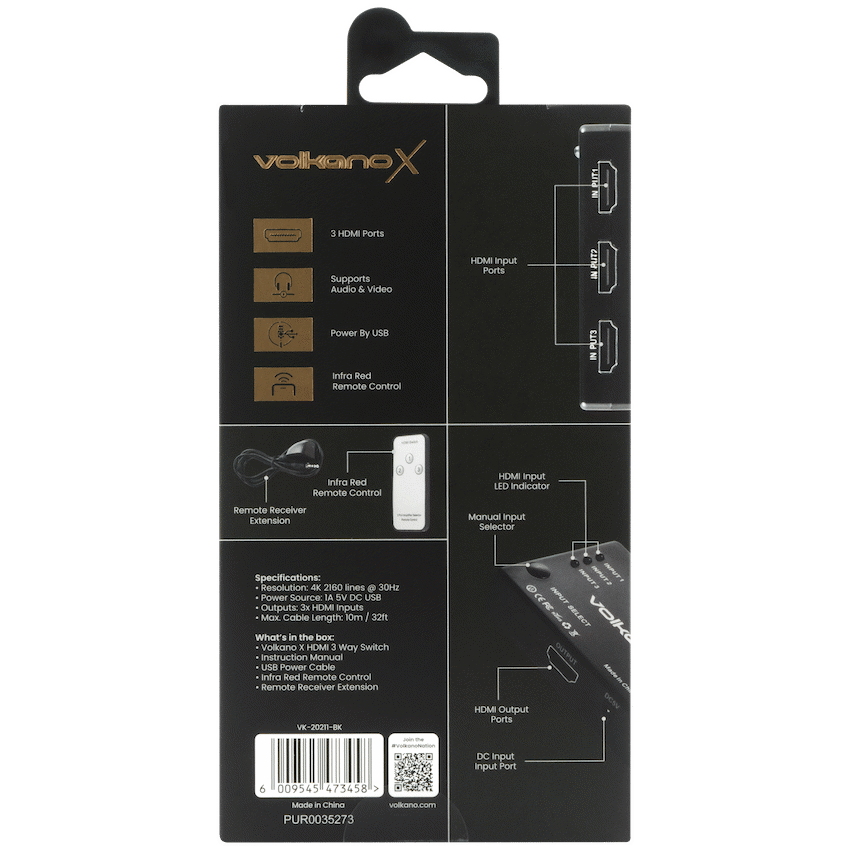 VolkanoX Define Series HDMI Switch 3-Way