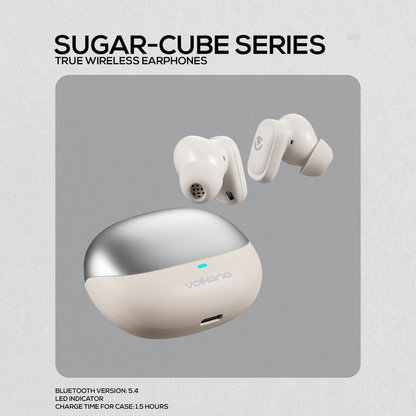 Volkano Sugar-Cube Active Noise-Cancelling True Wireless Earphones - Nude