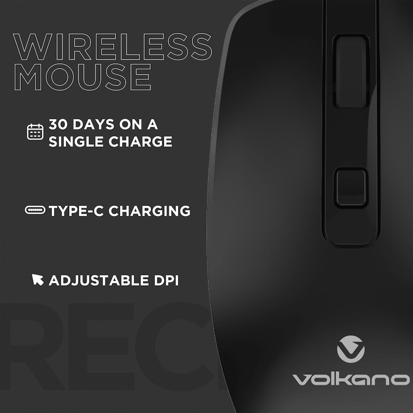 Volkano Granite Series Rechargeable Wireless Mouse - Black