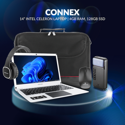 Connex Laptop 14 Celeron 4/128 SSD All I Need Bundle
