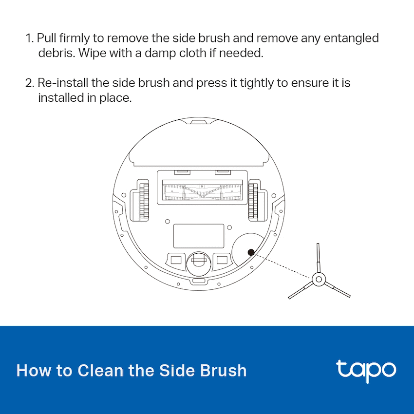 TP-Link Tapo RVA100 Main Brush  x1, Side Brush  x2, HEPA Filter(Large Size)  x2 for Tapo RV10 Lite