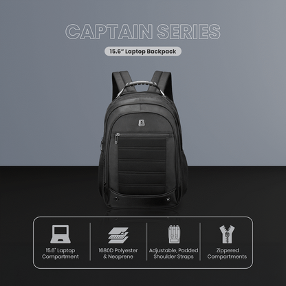 Volkano Captain 15.6" Laptop Backpack - Black