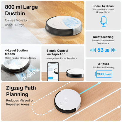 TP-Link Tapo RV10 Lite - Robot Vacuum Cleaner, Gyroscope, 2600mah