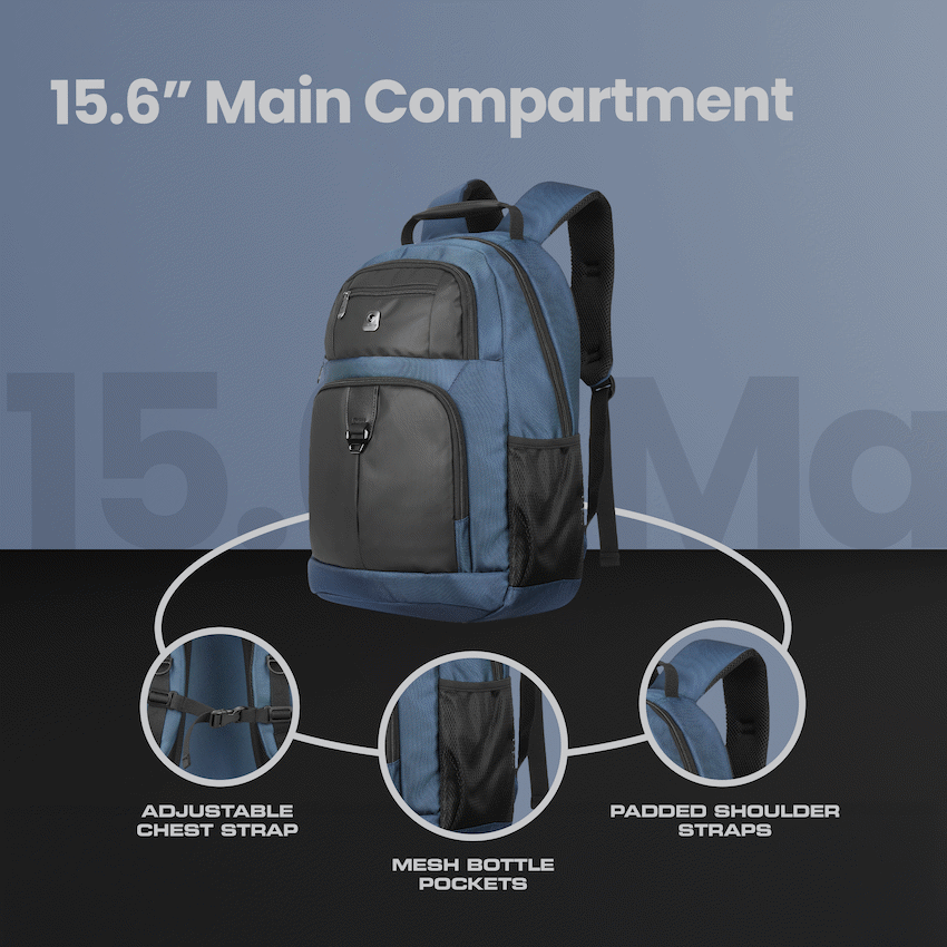 Volkano Franklin 15.6" Laptop Backpack - Navy/Black