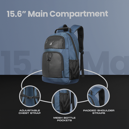 Volkano Franklin 15.6" Laptop Backpack - Navy/Black