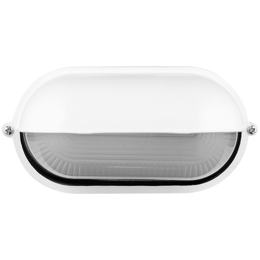 Ellies Arc Series - Large AC Oval Bulkhead - Aluminium + Glass - E27 Base -WT