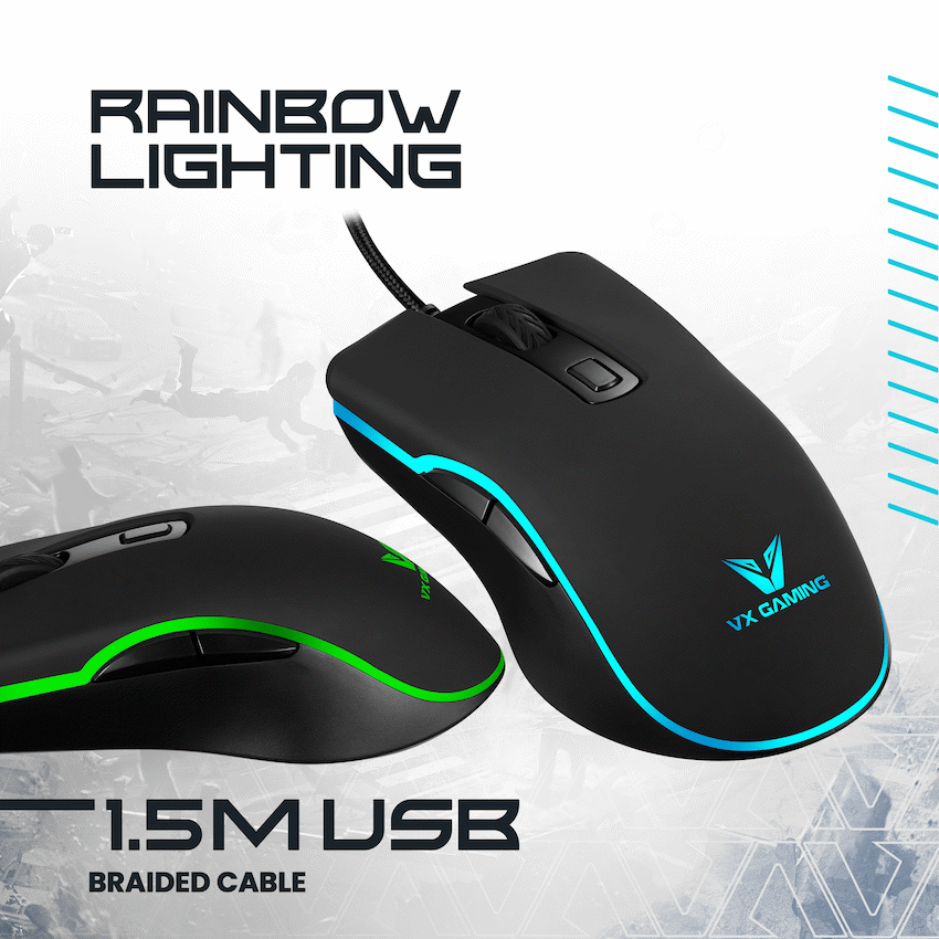 VX Gaming Hypnos Series Gaming Mouse with Rainbow Lighting