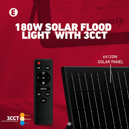 Ellies Nebula Series 180W Solar Flood Light  with 3CCT -BK