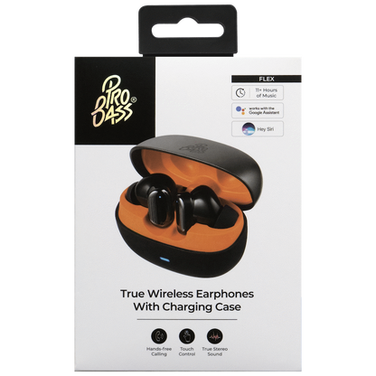 Pro Bass Flex Series TWS Earphone - Black + Orange