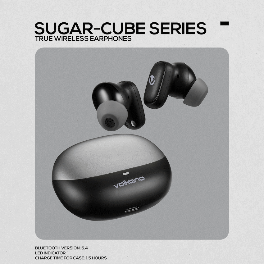 Volkano Sugar-Cube Active Noise Cancelling True Wireless Earphones - Black
