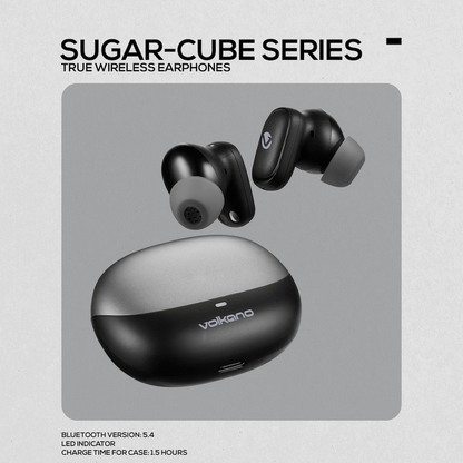 Volkano Sugar-Cube Active Noise Cancelling True Wireless Earphones - Black