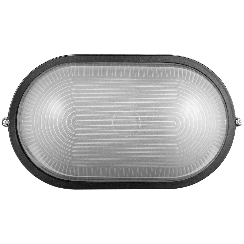 Ellies Illume Series - Large AC Oval Bulkhead - Aluminium  + Glass - E27 Base -BK
