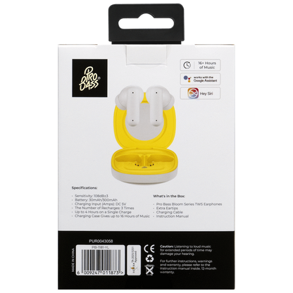 Pro Bass Bloom Series TWS Earphones - Yellow