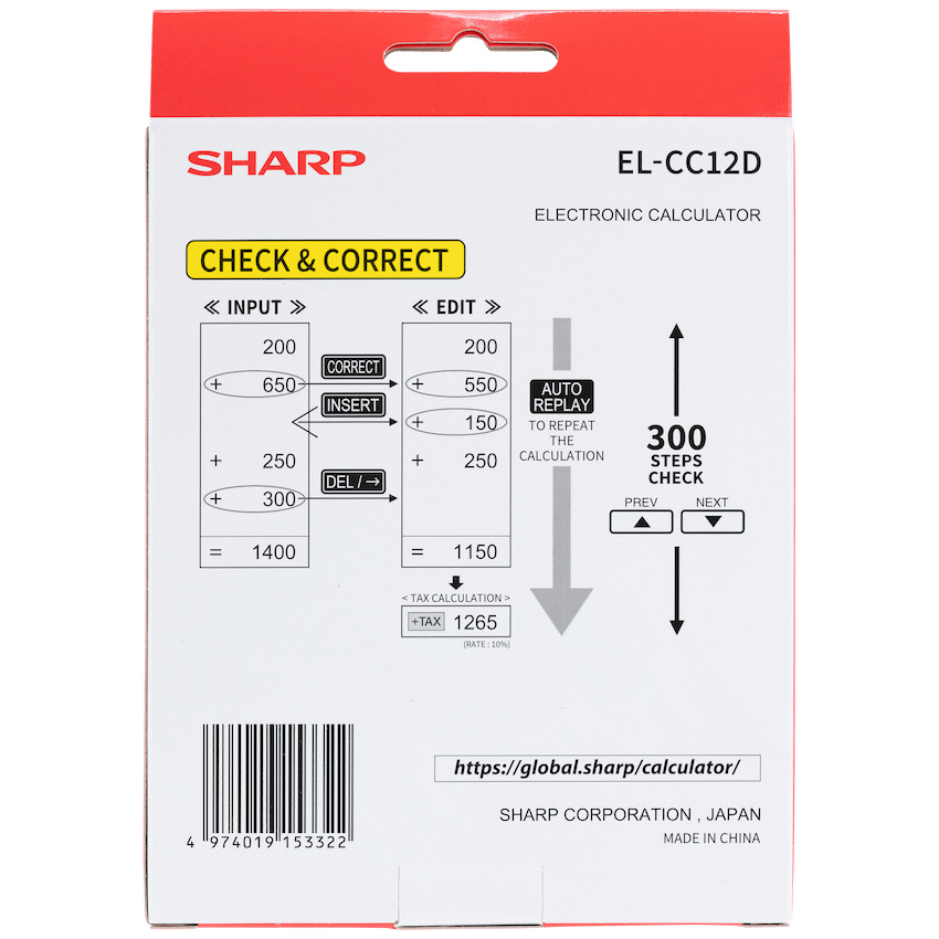 Sharp EL-CC12D Desk Calculator - CheckCorrect Tax