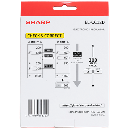 Sharp EL-CC12D Desk Calculator - CheckCorrect Tax