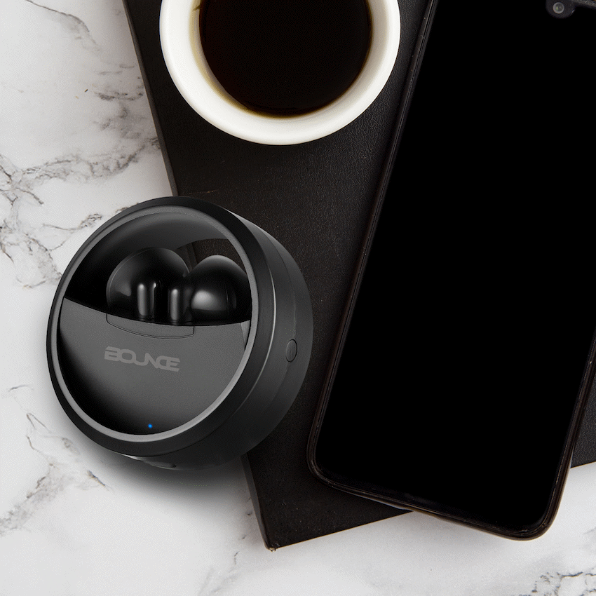 Bounce Proton Series True Wireless Earphones with Charging Case - Black