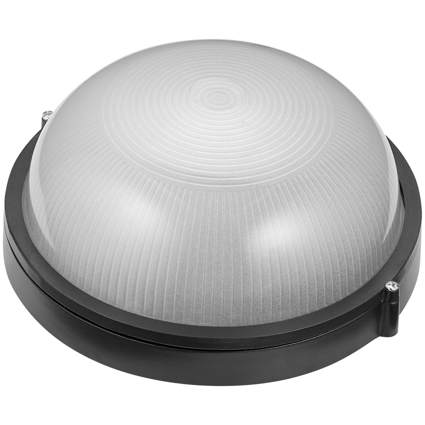 Ellies Illume Series - Large AC Round Bulkhead - Aluminium + Glass - E27 Base -BK