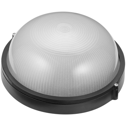 Ellies Illume Series - Large AC Round Bulkhead - Aluminium + Glass - E27 Base -BK