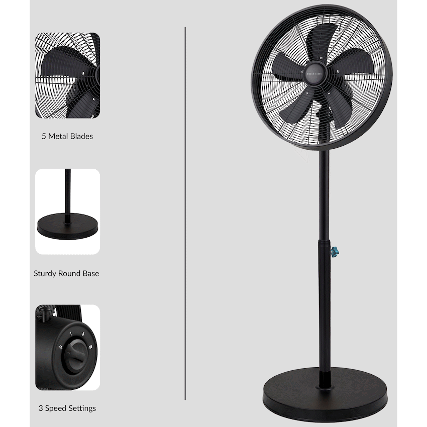 Boden Stark 45cm Stand Fan - Black