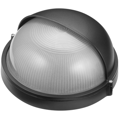 Ellies Arc Series - Large AC Round Bulkhead - Aluminium + Glass - E27 Base -BK