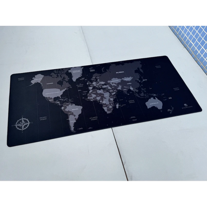 Everfurn Desk Mat - World Map - Large - Black - Non-Slip