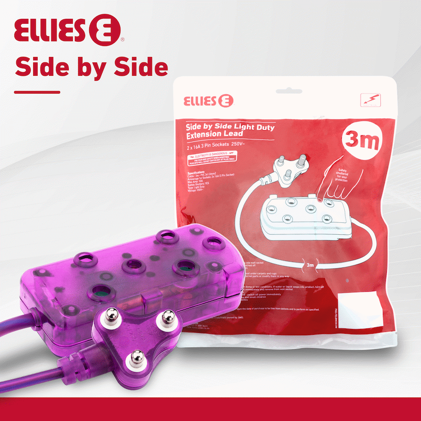 Ellies Side by Side Light Duty Extension Lead-3M - PR