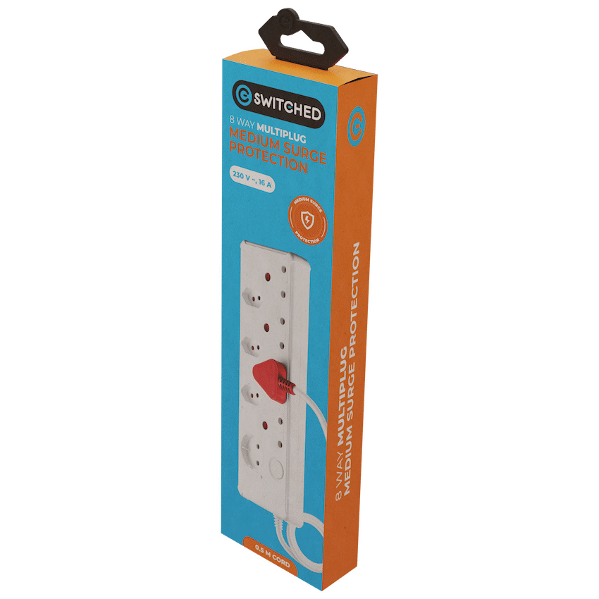 Switched Medium Surge 8-Way Multiplug 0.5m