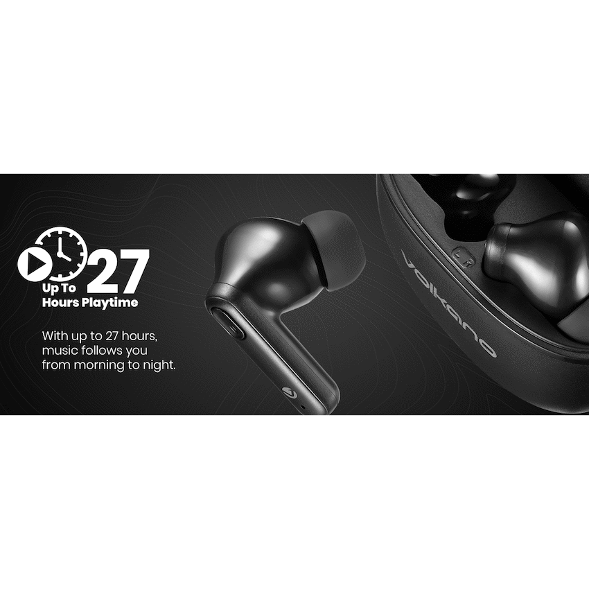 Volkano Pulse Series True Wireless Earphones with Charging Case - Black